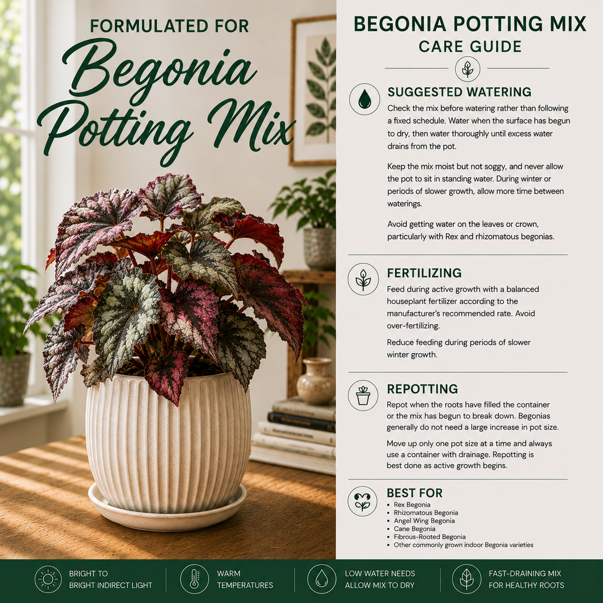 Begonia Soil Mix – Moisture-Balanced Potting Mix for Indoor Plants