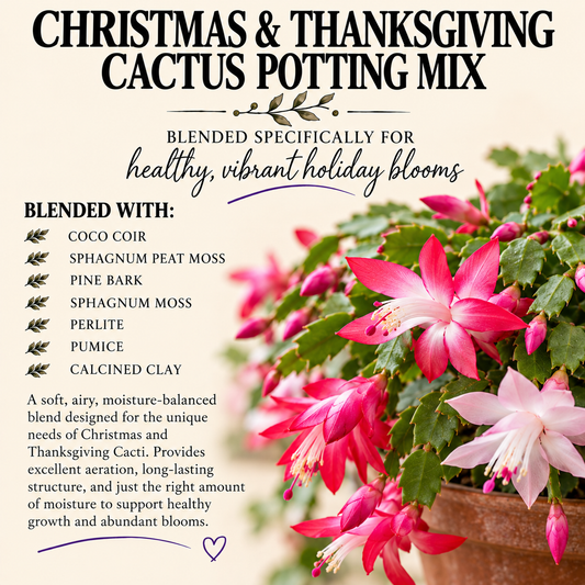 Christmas & Thanksgiving Cactus Potting Mix – Moisture-Balanced Holiday Cactus Soil