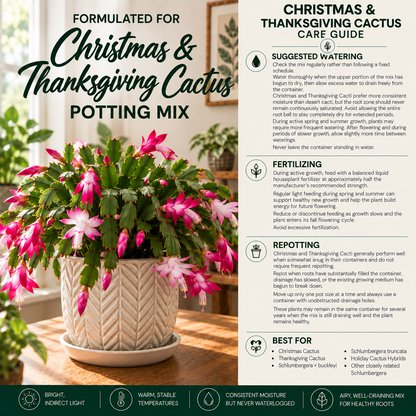 Christmas & Thanksgiving Cactus Potting Mix – Moisture-Balanced Holiday Cactus Soil