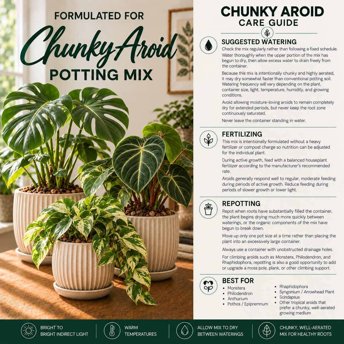 Chunky Aroid Potting Mix – Fast-Draining Tropical Plant Soil